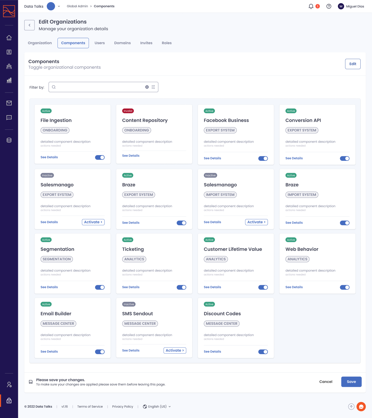 data talks app components dashboard