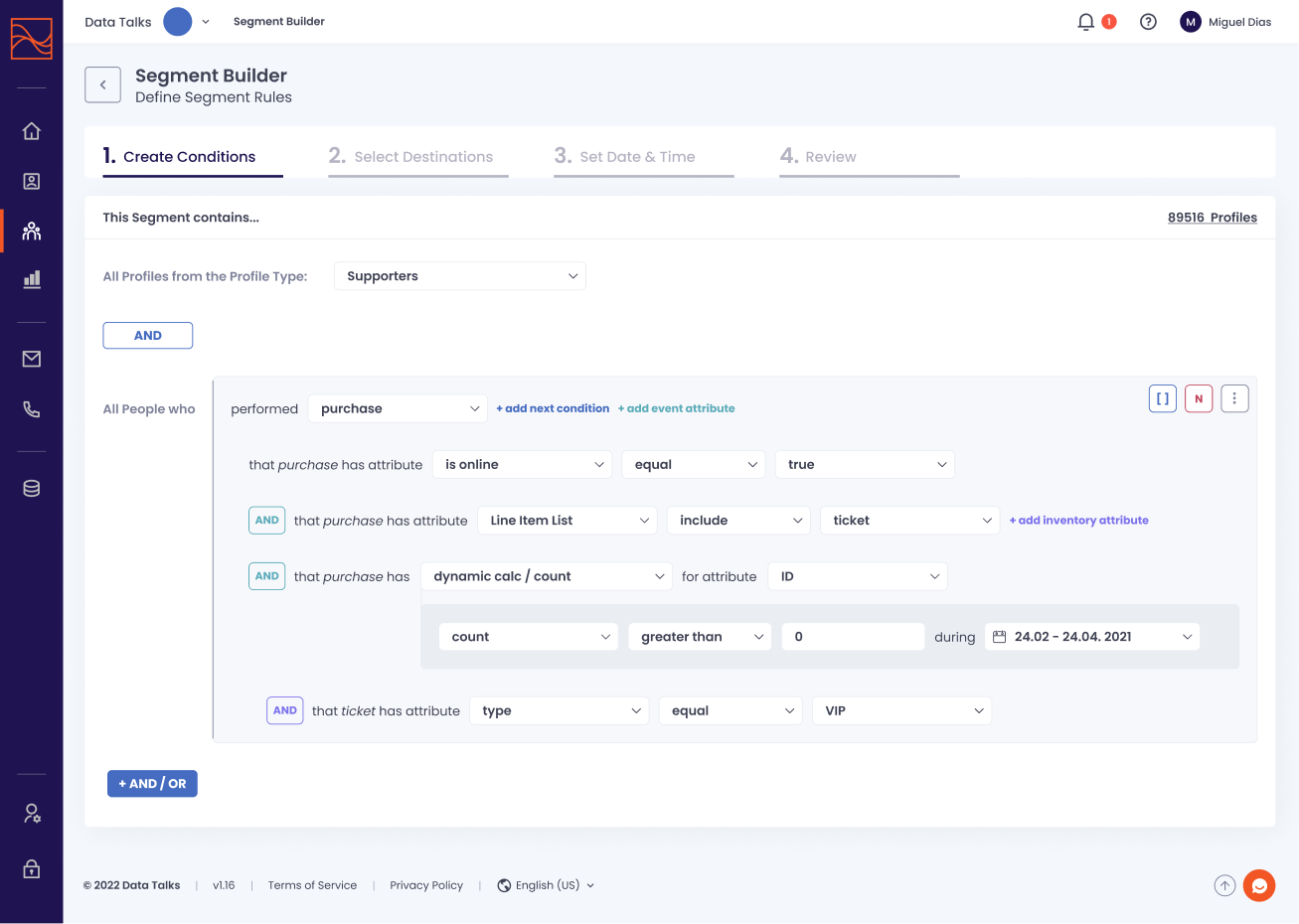 data talks app segmentation dashboard